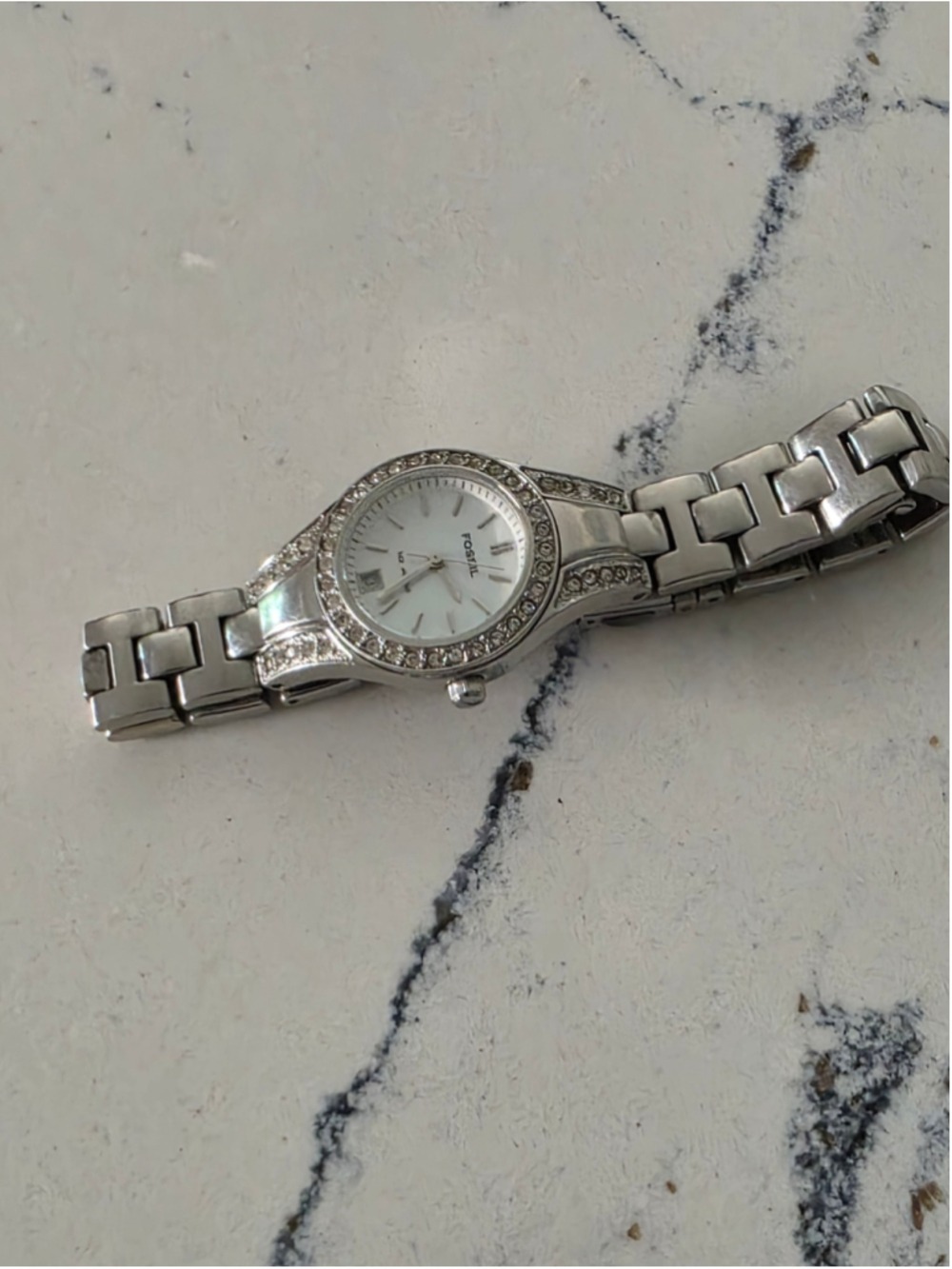 Women's Fossil Silver-Tone Crystal Accent Watch, One Size - Picture 5 of 12